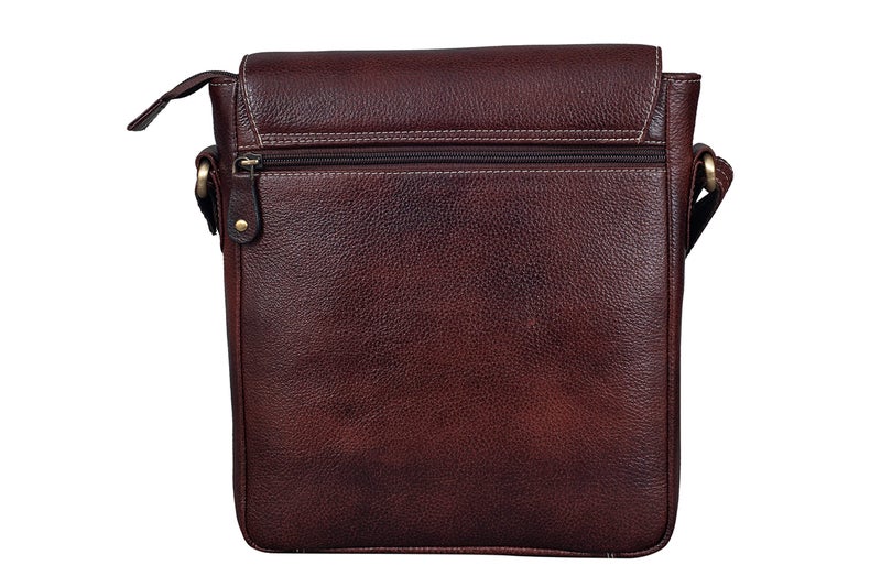 BRAND LEATHER Men's and Women's Leather Sling Messenger Bag (Brown) - Image 2