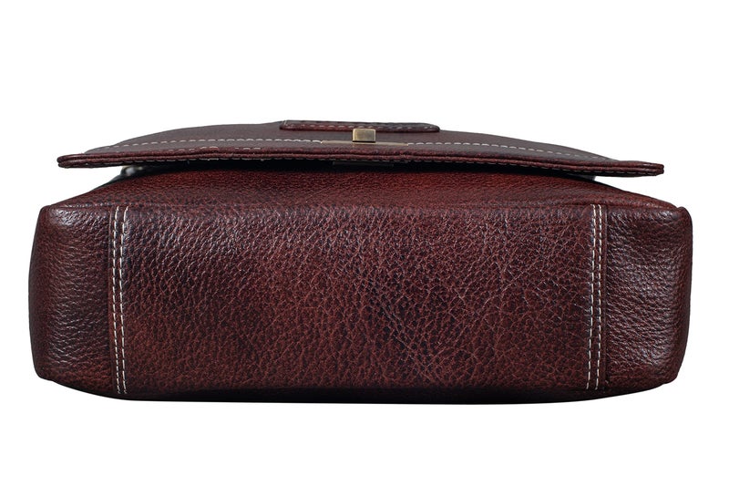 BRAND LEATHER Men's and Women's Leather Sling Messenger Bag (Brown) - Image 4
