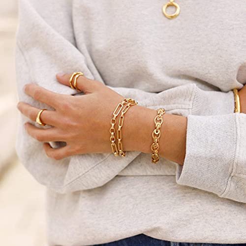 SOFYBJA 18k Gold Plated Personalized Chunky Cuban Oval Link Chain Bracelets for Women Rope Bracelet Handmade Jewelry for Women - Image 4