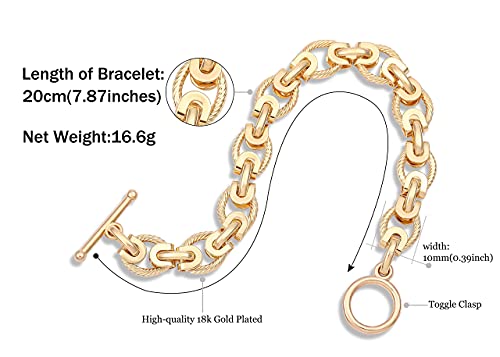 SOFYBJA 18k Gold Plated Personalized Chunky Cuban Oval Link Chain Bracelets for Women Rope Bracelet Handmade Jewelry for Women - Image 3