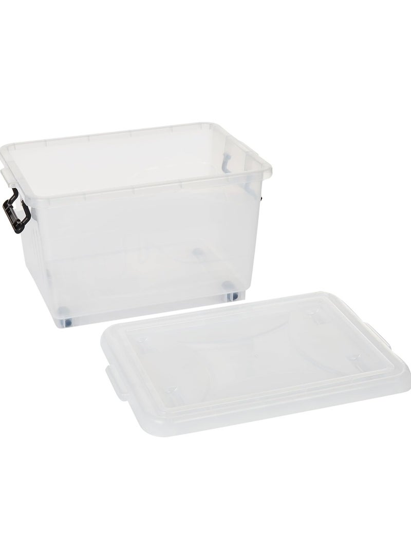 كوزموبلاست صندوق تخزين كوزموبلاست سعة 22 لترًا بغطاء وعجلات قابلة للقفل | منظم بلاستيك شفاف | صندوق شفاف لتخزين الملابس والألعاب والأدوات والأدوية ومستلزمات المكتب/المطبخ والفنون والحرف اليدوية (صندوق واحد) - Image 4