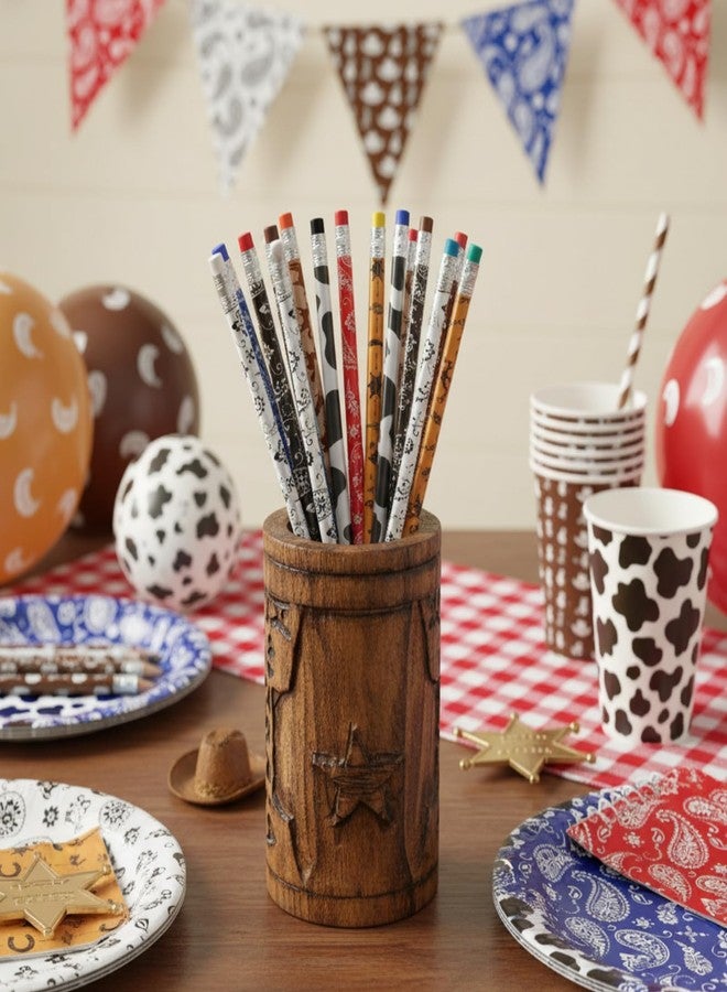 Teling 32 Pcs Western Cowboy Cowgirl Pencils for Kids Fun Cowboy Horse Theme Decorative Wood Pencils with Eraser for Horse Racing Party Favors Students Teacher Student Reward, 8 Styles - Image 4