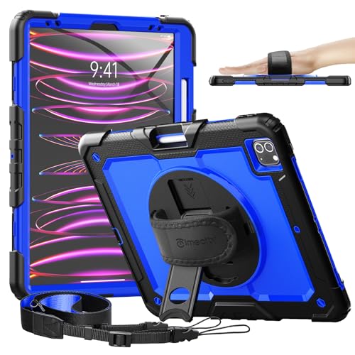 Timecity for iPad Pro 12.9 Case 6th/5th/4th/3rd Gen, 360° Rotating Stand, Pencil Holder & Wireless Charging, Shockproof with Screen Protector & Shoulder Strap - for Designers & Professionals-Dark Blue - Image 1