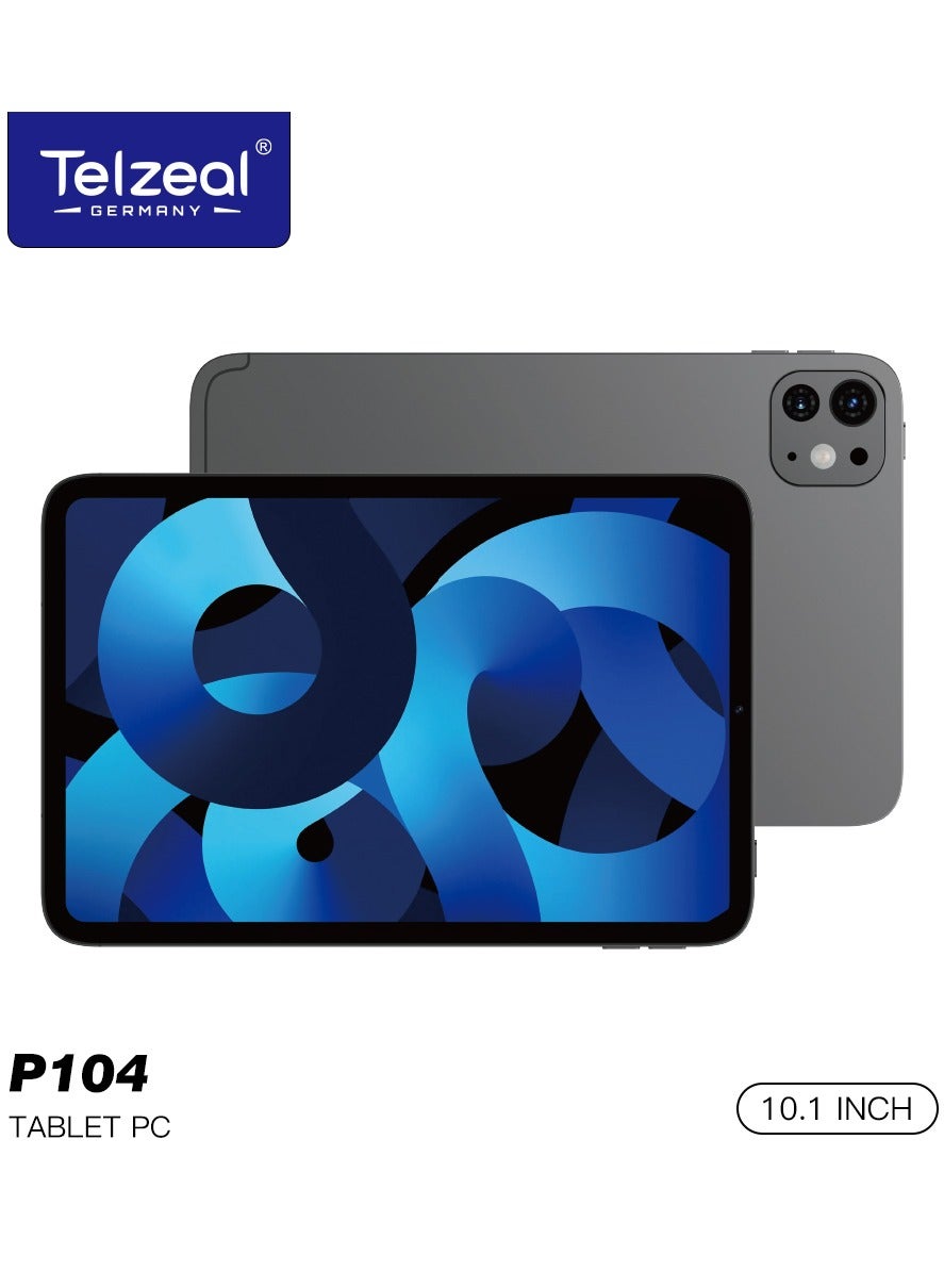 Telzeal P104 10.1-inch Android 13 Tablet with Dual SIM 16GB RAM + 1TB expandable storage 10000mAh High-Capacity Battery Grey