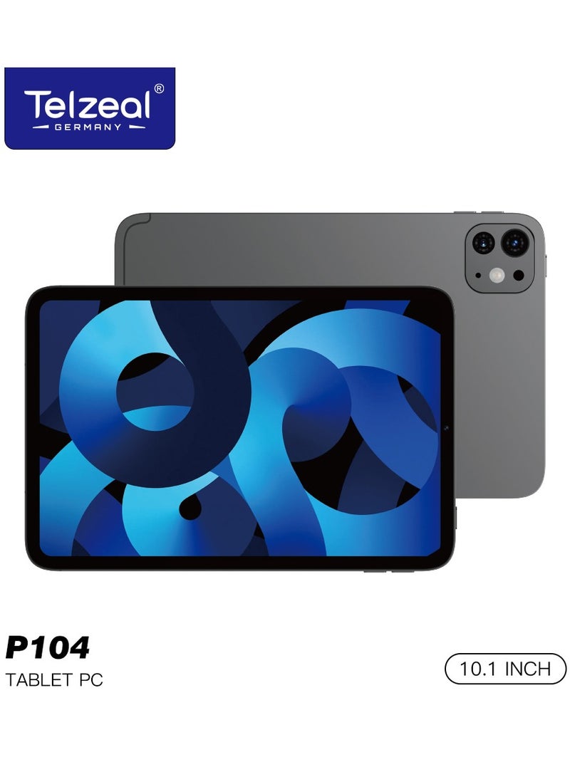 تلزيل تابلت Telzeal P104 بشاشة 10.1 بوصة، يعمل بنظام أندرويد 13، مع شريحتي اتصال، وذاكرة وصول عشوائي (RAM) بسعة 16 جيجابايت، وسعة تخزين قابلة للتوسعة 1 تيرابايت، وبطارية عالية السعة 10000 مللي أمبير/ساعة، لون رمادي - Image 1
