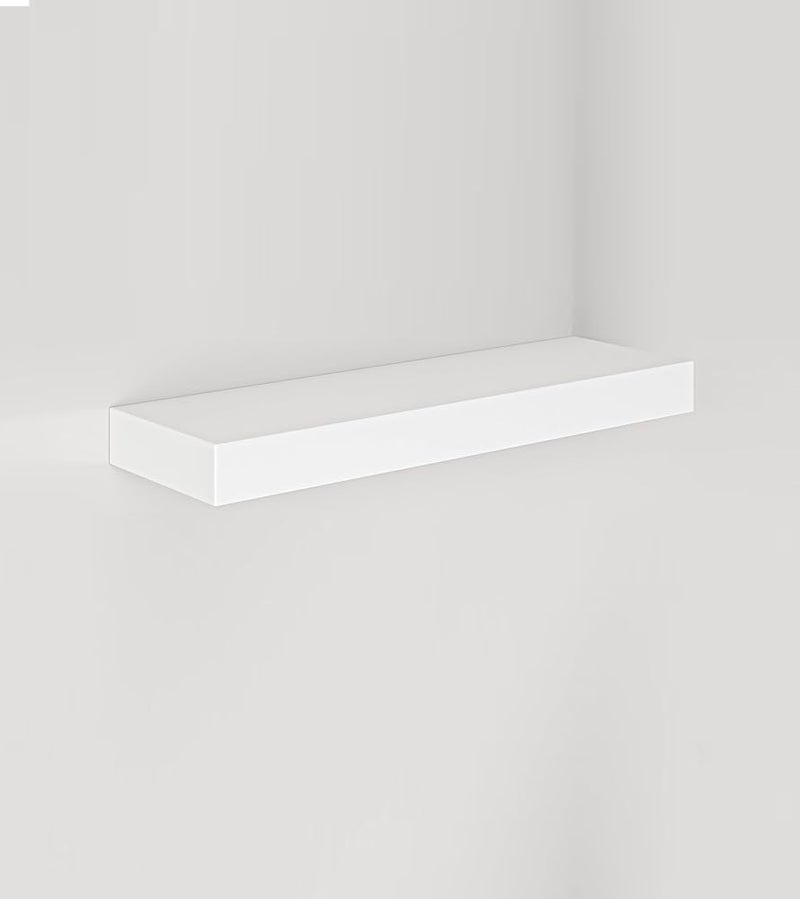 AsolBD Decorative Floating Wall Mounted Shelves with Stylish Invisible Brackets, Modern Faux Wood Storage with Matte Finish for Bedroom, Living Room, Bathroom, Kitchen Décor, 1 Piece (White, 40 CM) - Image 2