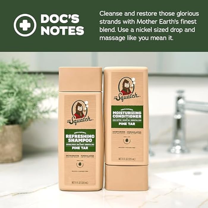 Dr. Squatch Natural Men's Shampoo and Conditioner Set - Healthy, Full Looking Hair - Pine Tar Natural Shampoo and Conditioner for Men (11 fl oz, 2-Pack) - Image 5
