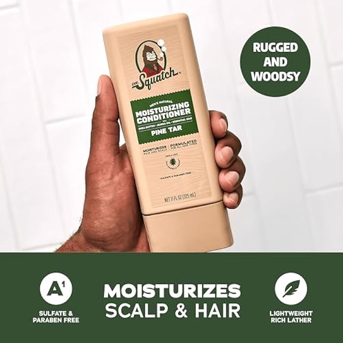 Dr. Squatch Natural Men's Shampoo and Conditioner Set - Healthy, Full Looking Hair - Pine Tar Natural Shampoo and Conditioner for Men (11 fl oz, 2-Pack) - Image 4