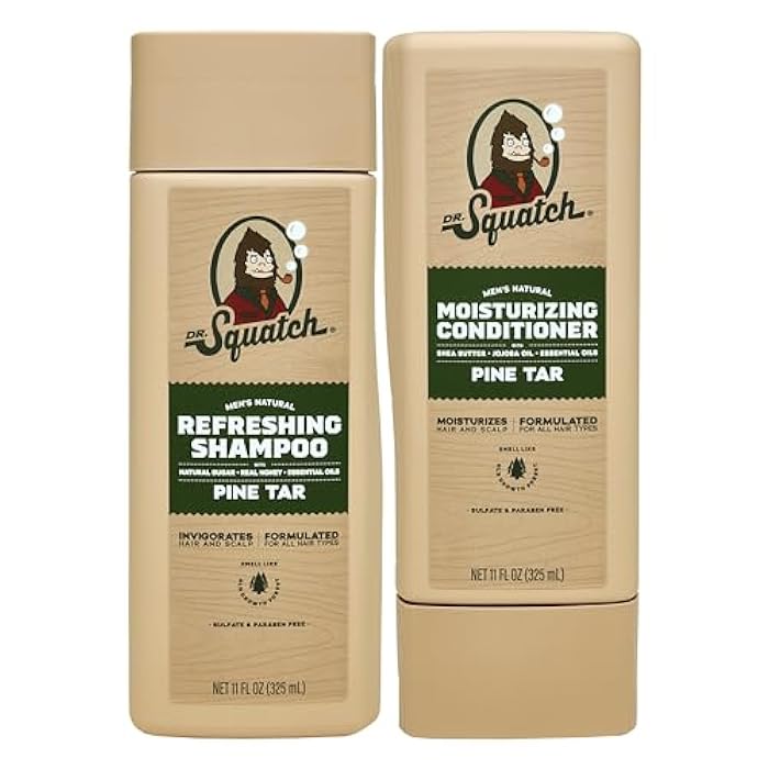 Dr. Squatch Natural Men's Shampoo and Conditioner Set - Healthy, Full Looking Hair - Pine Tar Natural Shampoo and Conditioner for Men (11 fl oz, 2-Pack) - Image 1