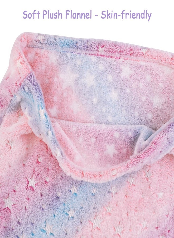 Softan Kids Mermaid Tail Blanket, Glow in The Dark Toddler Mermaid Blanket with Glittering Stars and Rainbow Ombre Fish Scale Design - 17" x 39" - Image 5