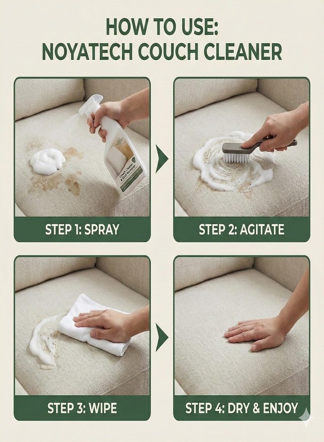 NOYATECH Couch Cleaner and Stain Remover Spray – Professional Strength, Multi-Surface Fabric and Upholstery Cleaner – Pet-Safe, Non-Toxic, Quick-Drying for Couches, Sofas & Car Interiors. - Image 3