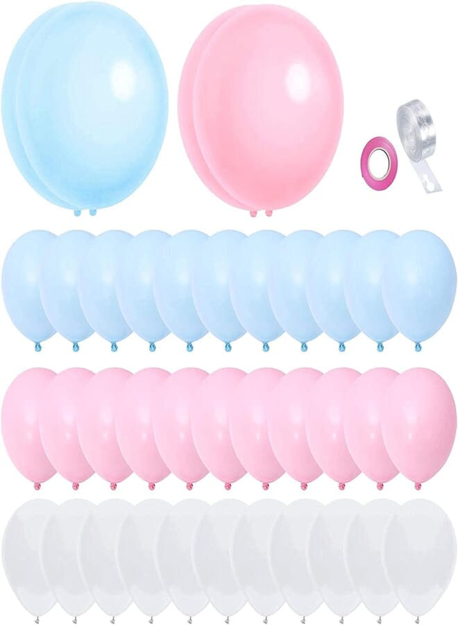 Secret Pastel Pink Blue White Balloons 126 pcs Latex Balloons Arch