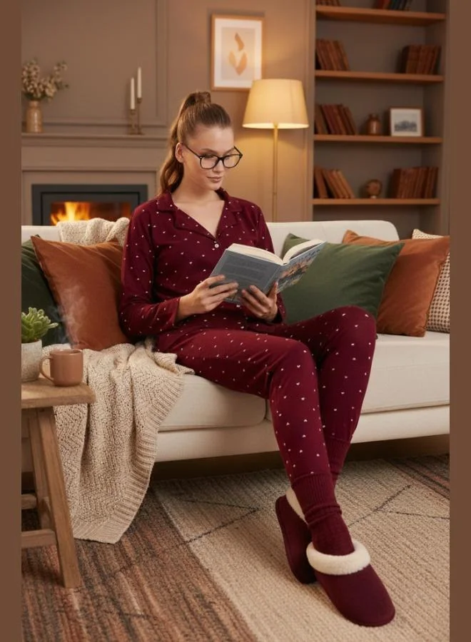 ليلا طقم بيجامة نسائي ليلا بقصة قياسية بأزرار