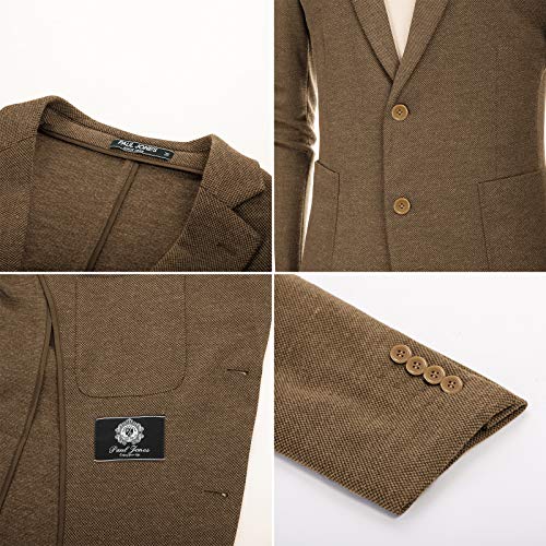 PJ PAUL JONES Casual Blazer for Men Regular Fit Two Button Stretch Knit Sports Coats Brown M - Image 5
