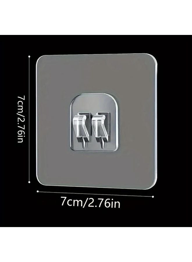 10 Pcs Transparent No Drill Adhesive Wall Hooks Heavy Duty Strong Hold Removable Damage Free - Image 4