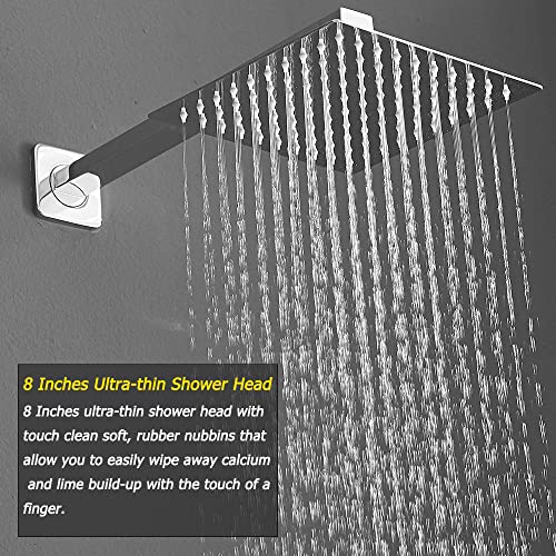 Heable Shower System with High Pressure Rainfall Shower Head, Handheld Shower head and Shower Faucet Trim, Rain Mixer Shower Set Wall Mounted Chrome（Valve Include） - Image 3