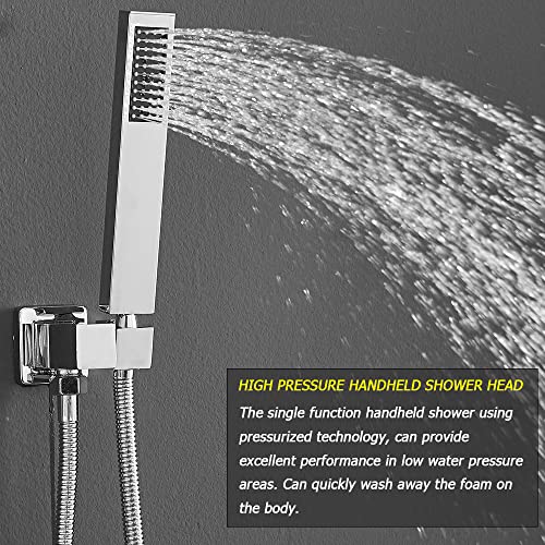 Heable Shower System with High Pressure Rainfall Shower Head, Handheld Shower head and Shower Faucet Trim, Rain Mixer Shower Set Wall Mounted Chrome（Valve Include） - Image 5