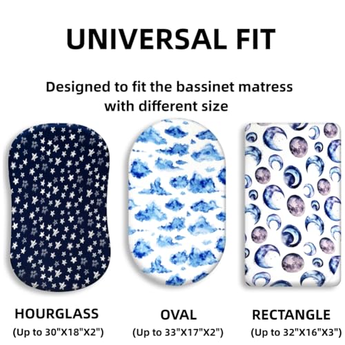 FIGEPO 4 Pack Breathable Bassinet Sheets for Baby Boys Neutral Unisex Soft Bassinet Fitted Sheets for Toddler Travel Bassinet (Sky) - Image 2