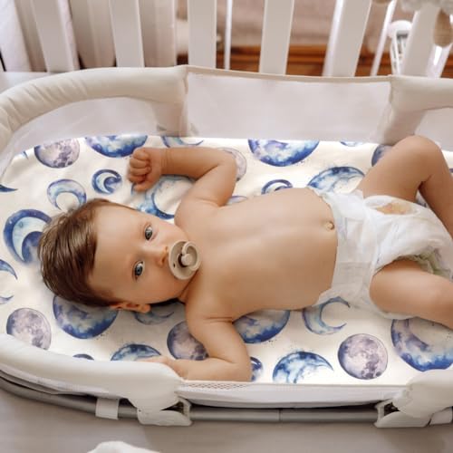 FIGEPO 4 Pack Breathable Bassinet Sheets for Baby Boys Neutral Unisex Soft Bassinet Fitted Sheets for Toddler Travel Bassinet (Sky) - Image 3