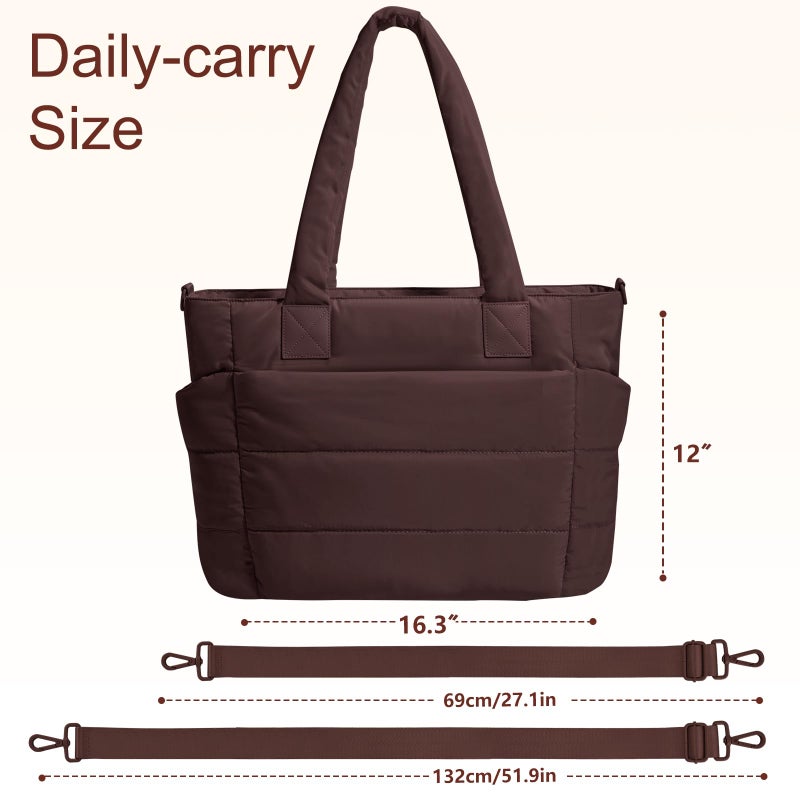 GASSDA Tote Bag for Women Lightweight Puffer Tote Bag Large Nurse Bags Handbag with Pockets Zipper Closure for Work Travel - Image 4