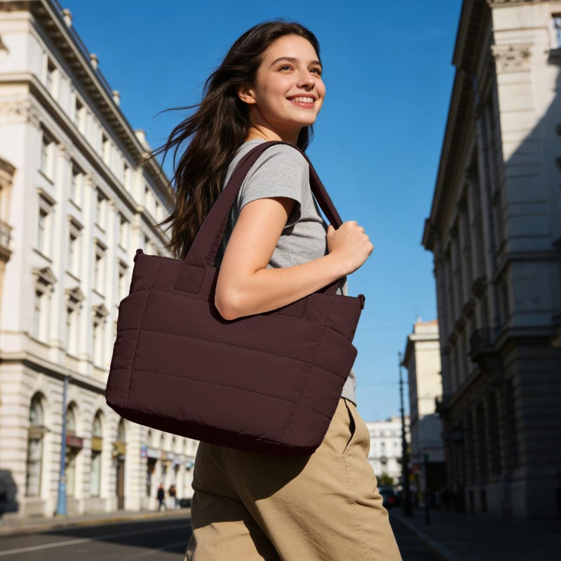 GASSDA Tote Bag for Women Lightweight Puffer Tote Bag Large Nurse Bags Handbag with Pockets Zipper Closure for Work Travel - Image 2