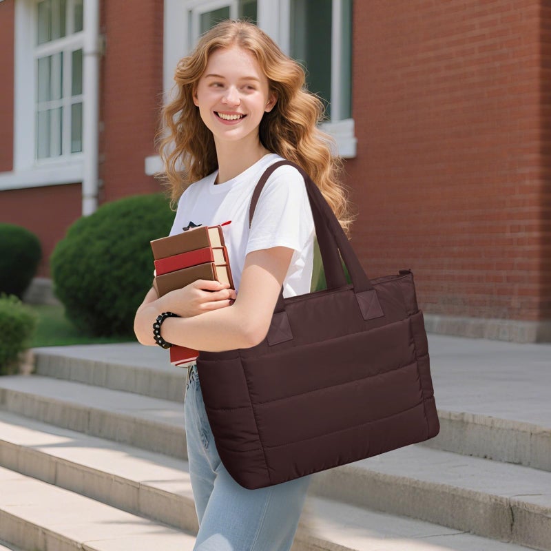GASSDA Tote Bag for Women Lightweight Puffer Tote Bag Large Nurse Bags Handbag with Pockets Zipper Closure for Work Travel - Image 3
