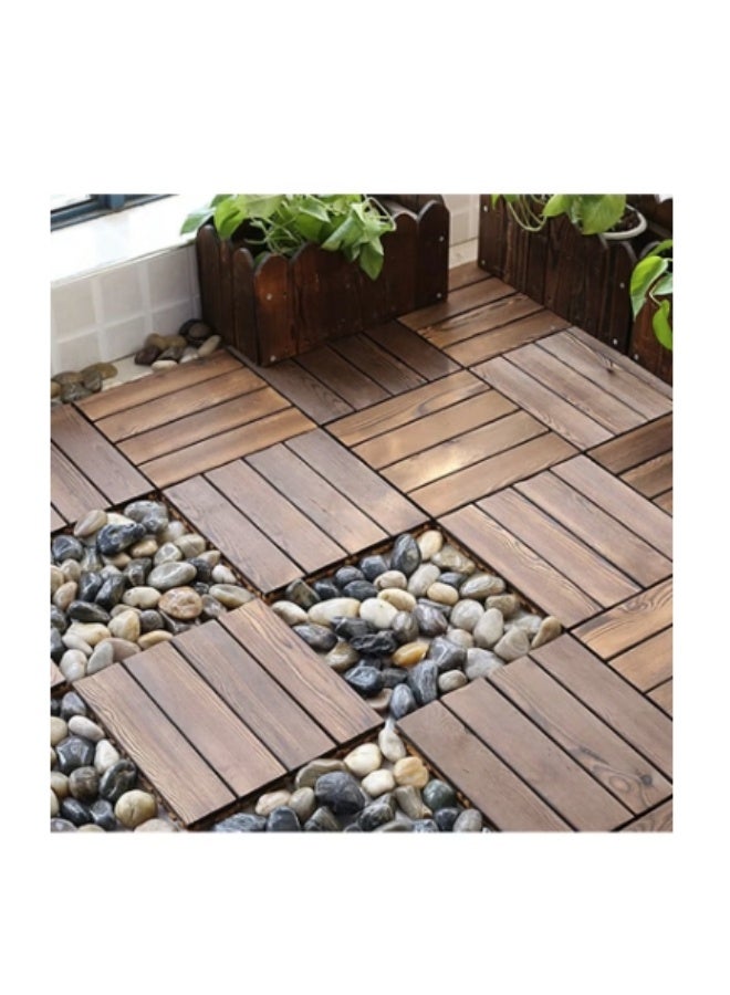Teak Wood Flooring Tiles – Durable Interlocking Design for Patio, Deck, and Home – 10-Piece - Image 1