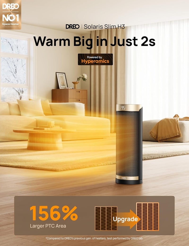 Dreo Space Heater, 1500W Electric Heaters for Indoor Use with Thermostat, 70° Oscillation, 8 Safety Protections, 5 Modes, Remote, 12H Timer, Quiet Portable Heater for Office, Bedroom, Large Room - Image 2