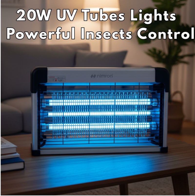 nimron 20W Electric Insect Killer UV Bug Zapper with Safety Grid, Powerful Mosquito & Fly Killer Machine for Home Indoor Use, Silent Operation, Durable Fire Resistant Body, 2 Year Warranty NR804-IK - Image 3