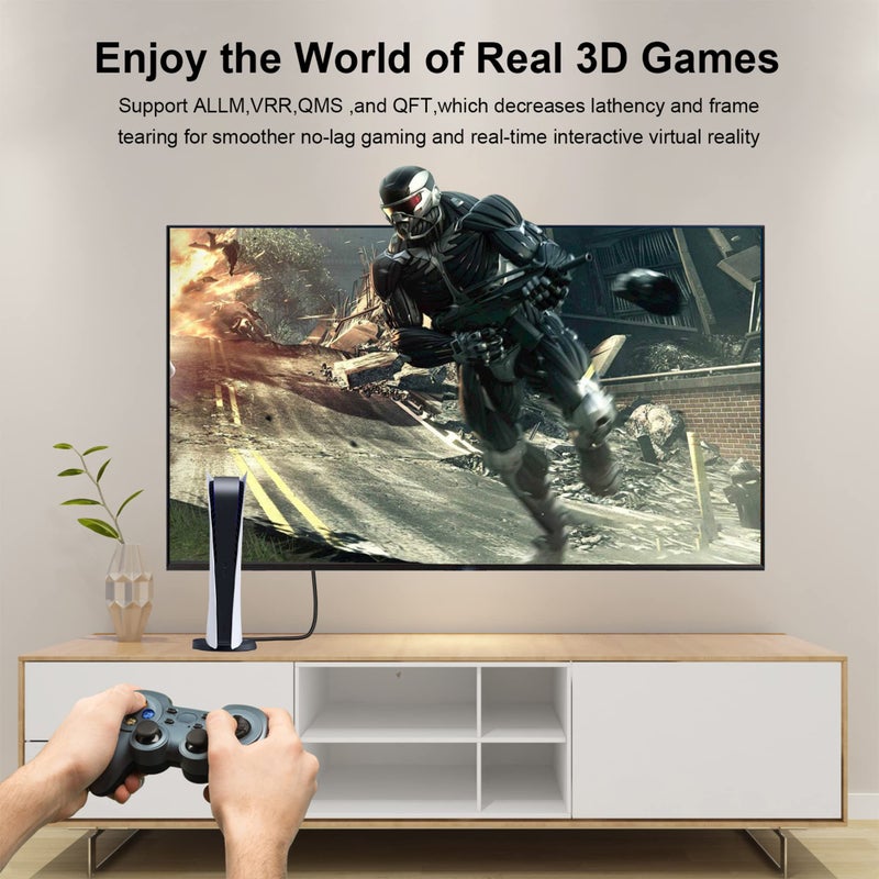 ecjtu 8K Long HDMI Fiber Optic Cable 50Feet/15m, 8K@60hz, 4K@120hz, HDMI 2.1 Cable 50FT, 48Gbps Ultra High Speed, Support HDR, eARC, Compatible for PC, HDTV, playstation4, PS5, Xbox Series X, RTX4090/4080 - Image 5