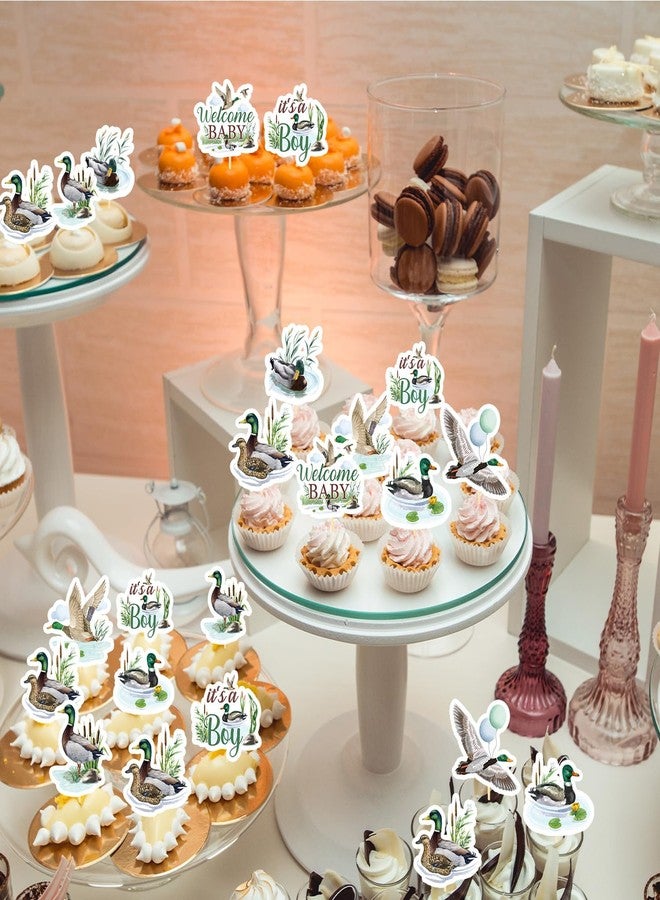 Rakuto Mallard Duck Baby Shower Decorations, 40PCS Duck Hunting Cupcake Toppers Party Decoration Welcome Baby Cupcake Picks Decor It’s a Boy Supplies - Image 4
