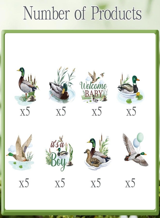 Rakuto Mallard Duck Baby Shower Decorations, 40PCS Duck Hunting Cupcake Toppers Party Decoration Welcome Baby Cupcake Picks Decor It’s a Boy Supplies - Image 3