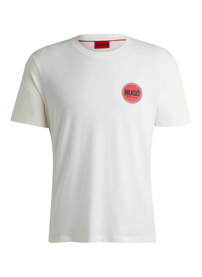 HUGO Cotton-jersey T-shirt with racing logo print
