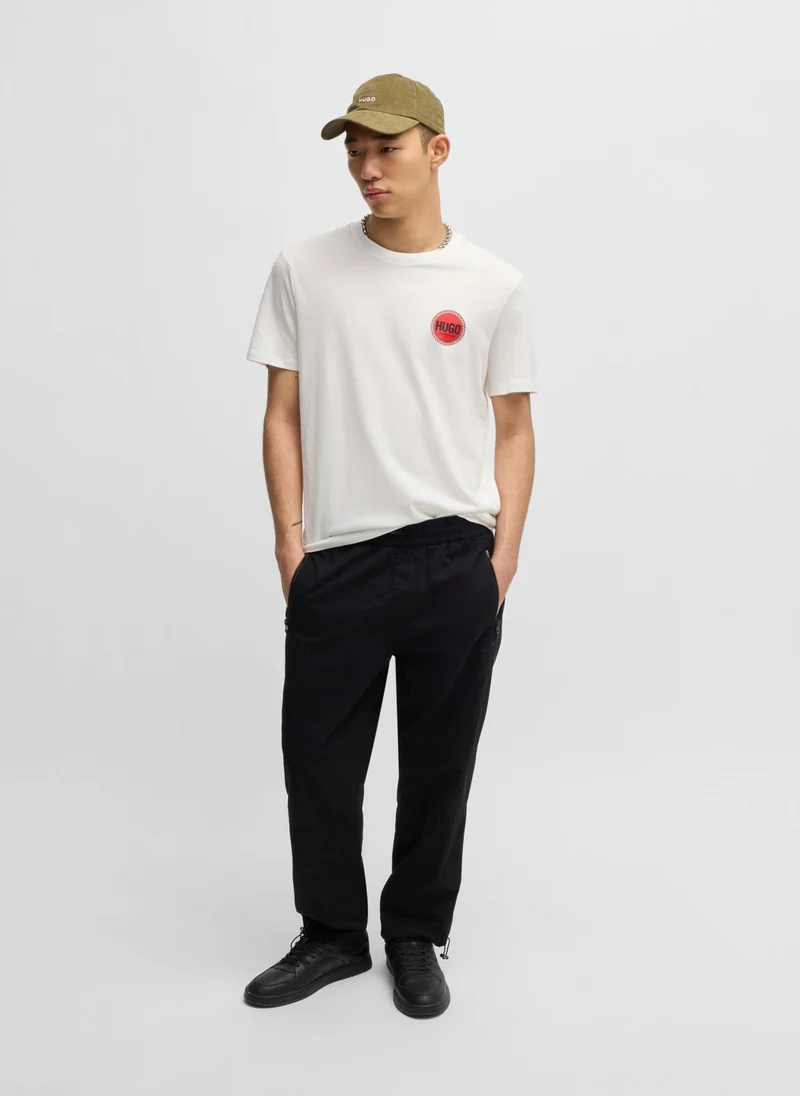 HUGO Cotton-jersey T-shirt with racing logo print
