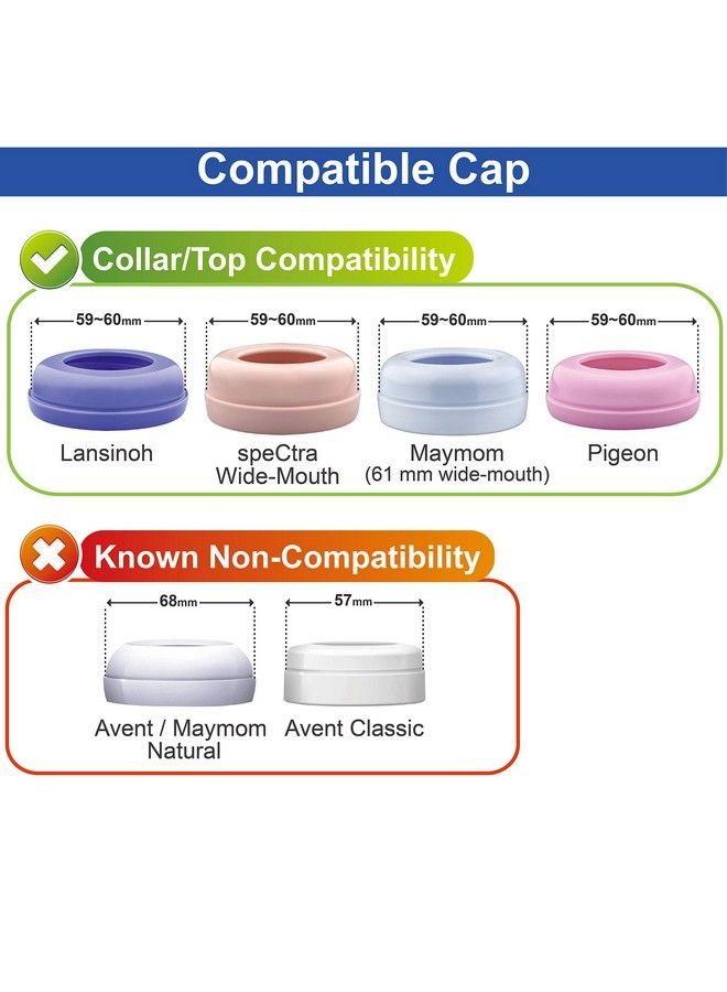 Maymom Dome Caps For Lansino Wide Mouth Collar Ring Spectra Wide Mouth Collar Ring Pigeon Wide Mouth Collar Ring. Replace Lansino Bottle Cap Compatible With Lansinoh Bottle Top Lansino Bottle Lid  - Image 3