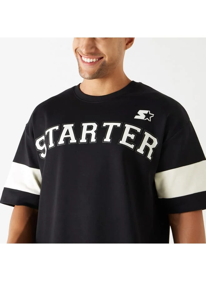 ستارتر Starter Logo Print T-shirt with Short Sleeves and Crew Neck