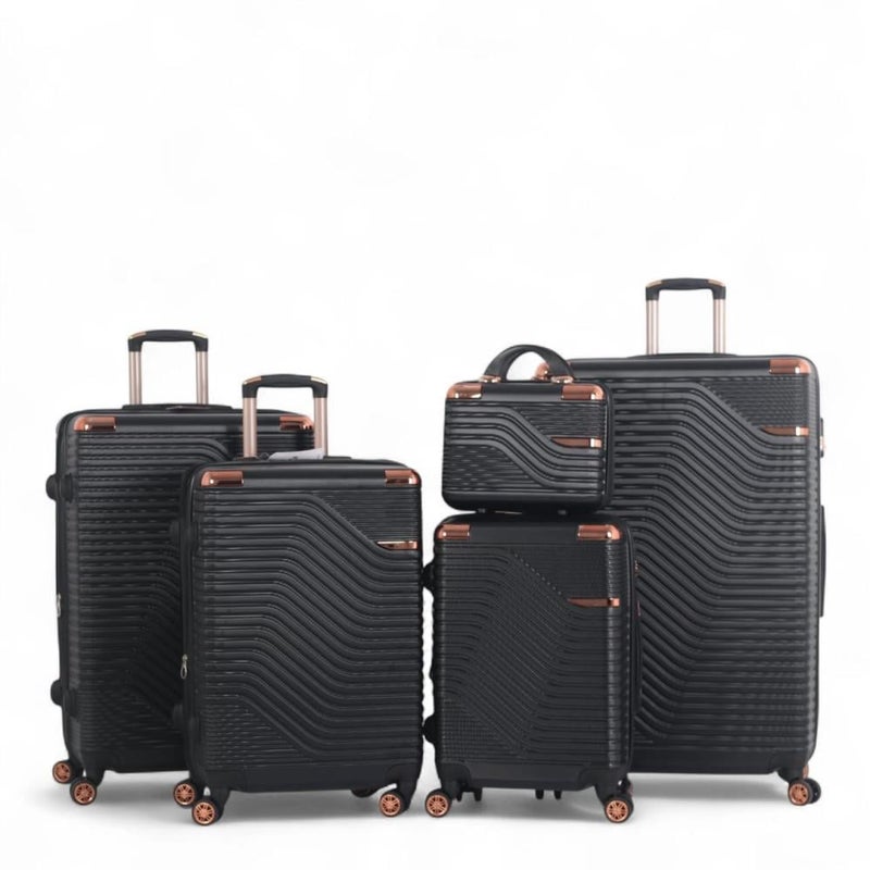Aviator Luxury Bridal Luggage Set - 5 Pieces (Large Sizes & Shatter Resistant with a Modern Nickel Finish) - Image 1