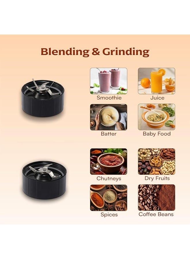 Cookwell Bullet Mixer Grinder (3 Jar, 2 Blade, Silver) - Copper, 600 Watts - 2 Year Warranty - Image 3