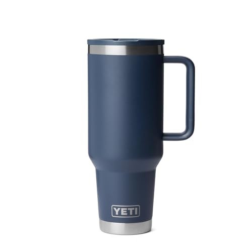 YETI Rambler 40 oz Travel Mug with Flip Straw Lid Stainless Steel Vacuum Insulated Leakproof Cup Holder Friendly Navy - Image 1