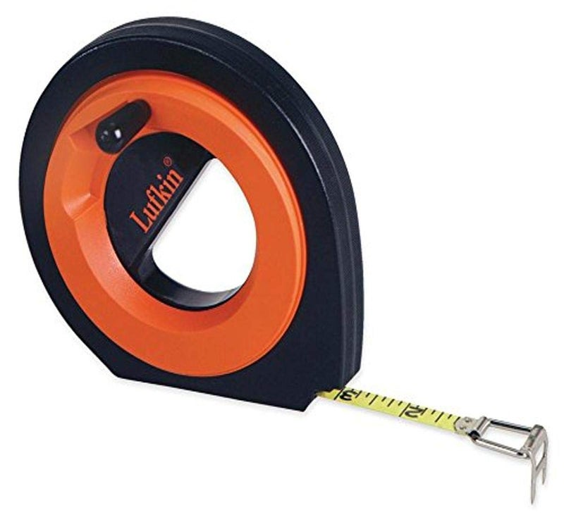 Lufkin Crescent Lufkin 38 x 50m164 HiViz Orange Speedwinder SAEMetric Yellow Clad Dual Sided Long Steel Tape HYT50CME