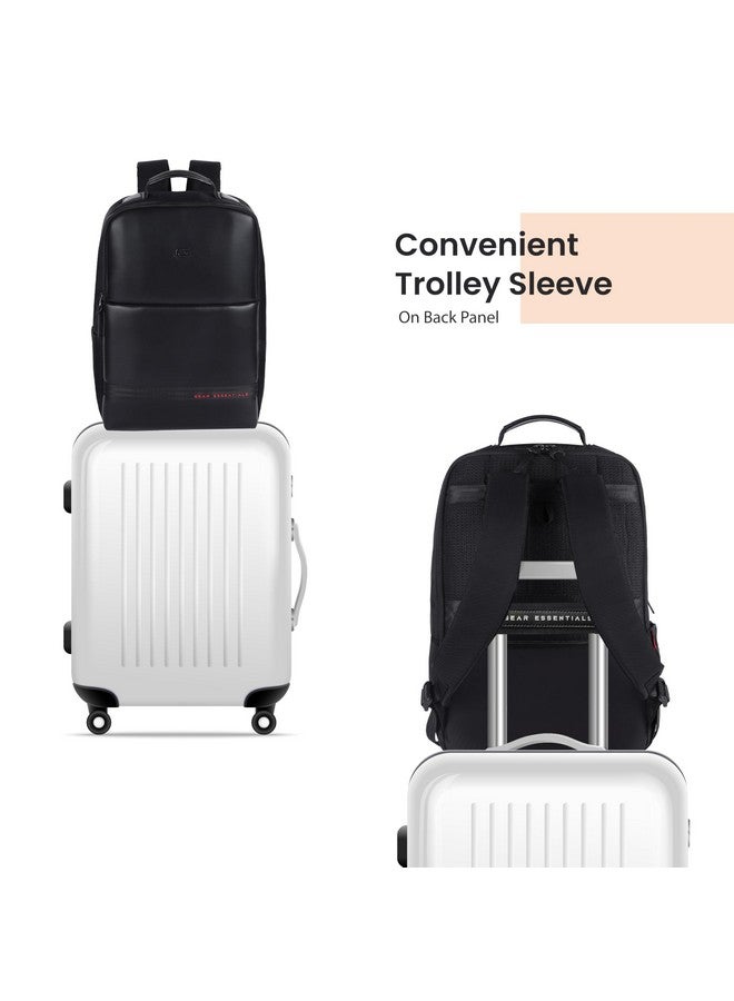 Gear Elevate Faux Leather 20L Water Resistant Anti-Theft Backpack/Laptop Bag/Office Bag with RainCover for Men/Women (Black-Red) - Image 5