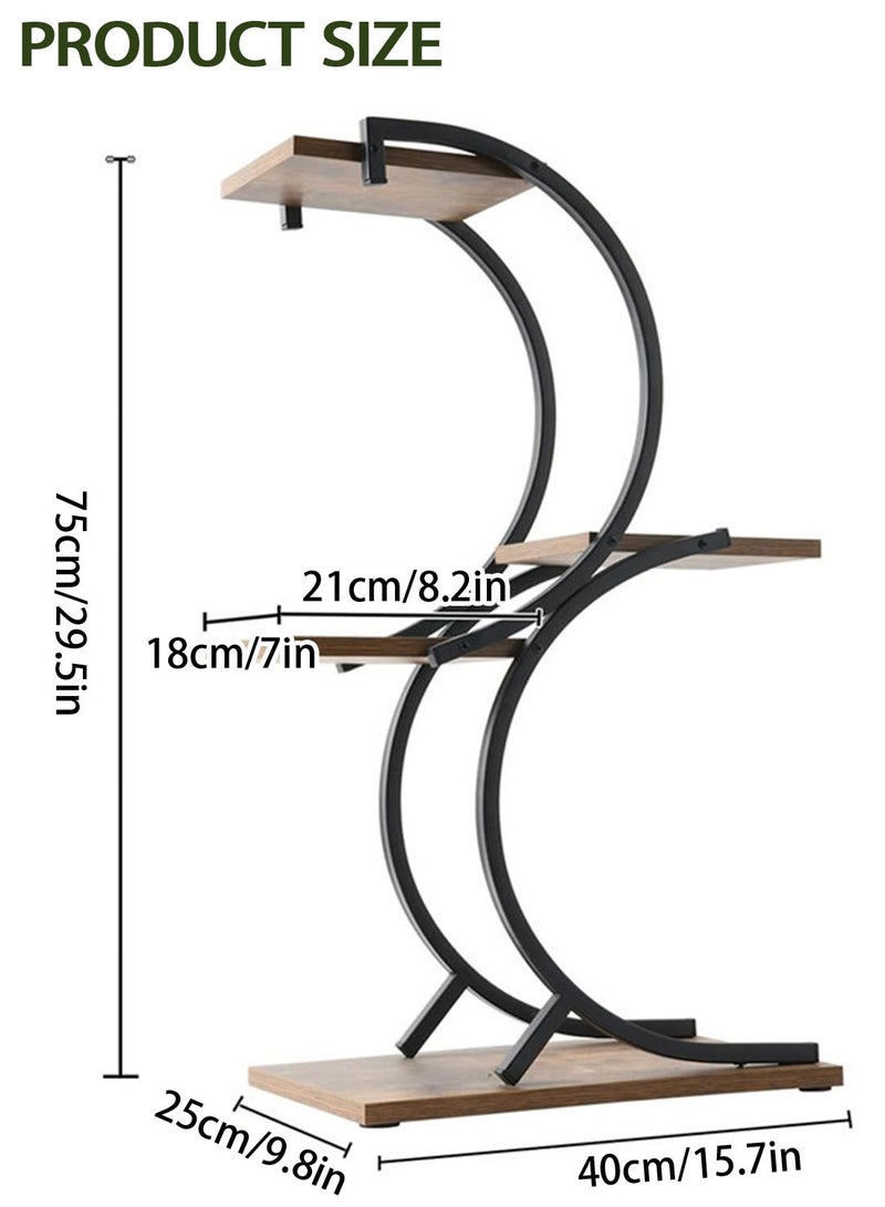 شويوين حامل نباتي من 4 مستويات على شكل حرف S ، رف سلم وعاء الزهور ذو 5 نقاط ، رف تخزين النبات الداخلي/الخارجي لغرفة المعيشة والحديقة - Image 2