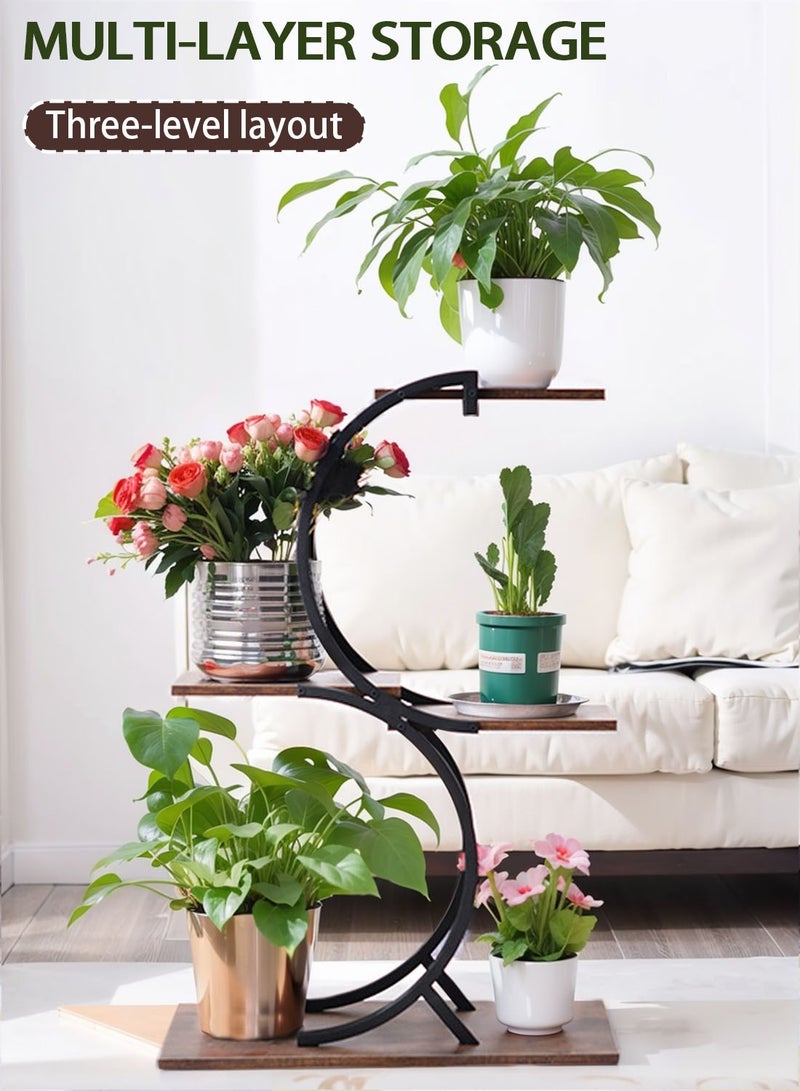 شويوين حامل نباتي من 4 مستويات على شكل حرف S ، رف سلم وعاء الزهور ذو 5 نقاط ، رف تخزين النبات الداخلي/الخارجي لغرفة المعيشة والحديقة - Image 4