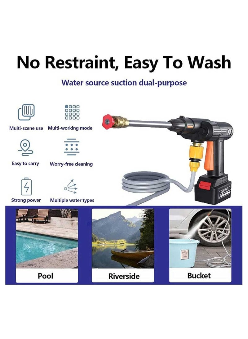 Cordless Pressure Washer, 48V Portable Pressure Cleaner, Electric Handheld Power Washer Gun for Outdoor Use for Cleaning Car, Watering Flowers, Cleaning Floors - Image 4