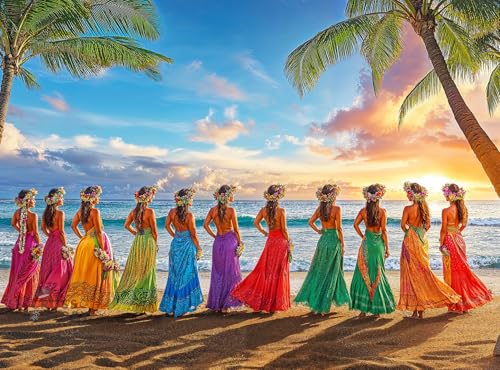 Cross & Glory Cross Glory Aloha Harmony Colors of The Pacific 1000 Piece Jigsaw Puzzle for Adults Best New Island Sunset Puzzle Vibrant Polynesian Artwork Immersive Puzzle Experience - Image 1