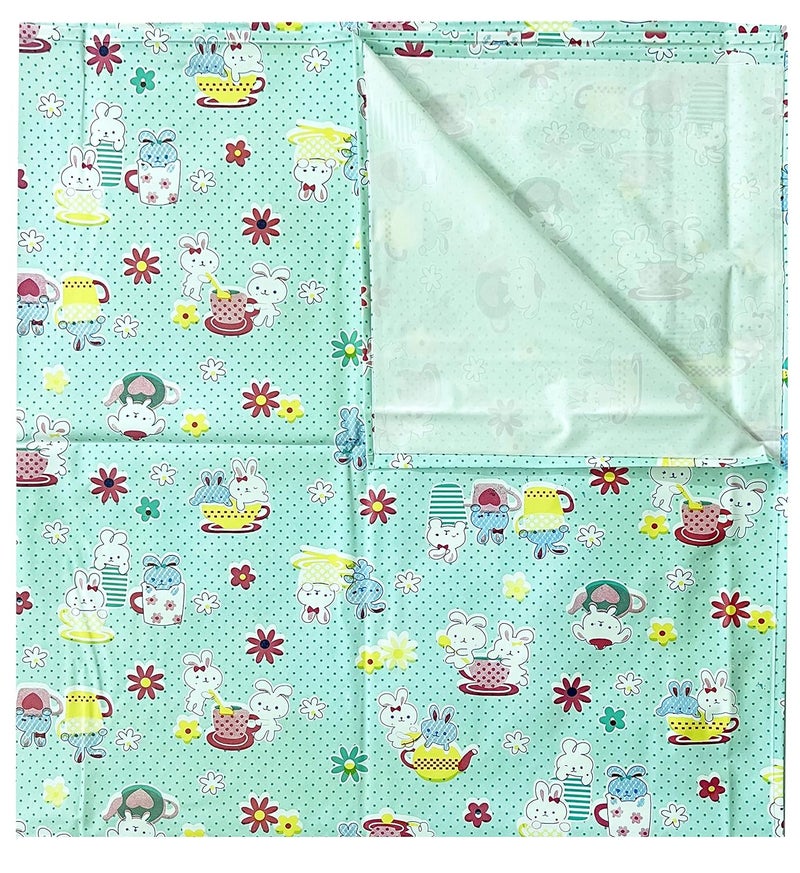 Ecosoft Baby Plastic Sheet/PVC Sheet for Kids/Rubber Sheet for Babies/Bed Wetting Protector (135 CM x 185 CM) (Green Rabbit) - Image 1