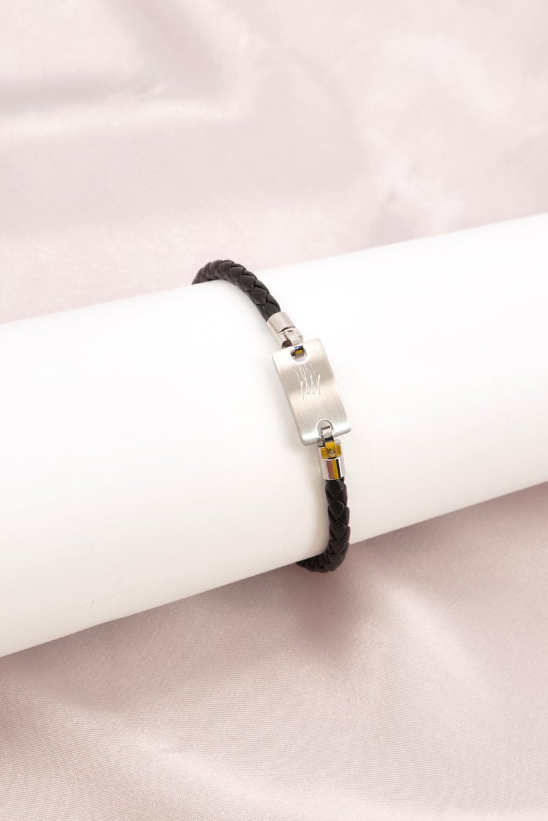 CERRUTI 1881 Men CIAGB2216101 Monogram Leather Bracelet, Black - Image 1