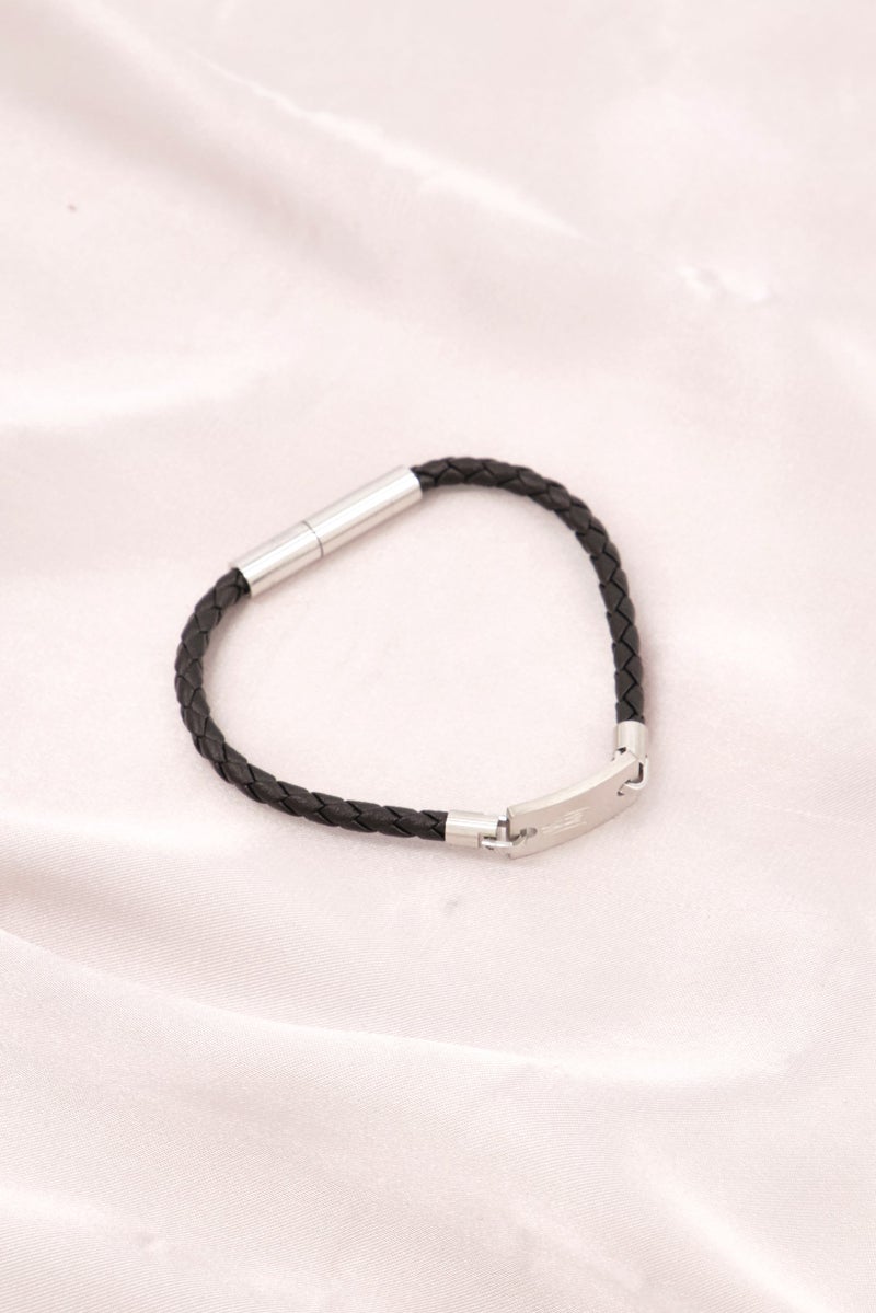 CERRUTI 1881 Men CIAGB2216101 Monogram Leather Bracelet, Black - Image 2