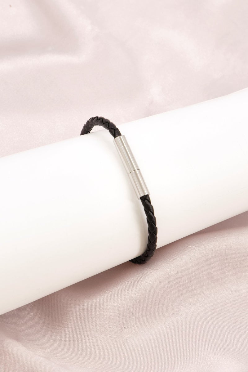 CERRUTI 1881 Men CIAGB2216101 Monogram Leather Bracelet, Black - Image 4