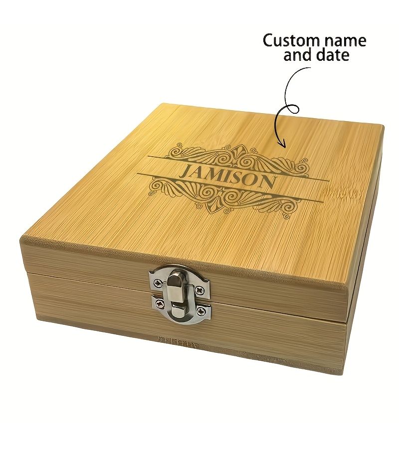 4 Pieces Personalized Wine Opener Gift Box With Light Color Wood Corkscrew Pourer Stopper And Wine Ring For Home Restaurants Bars - Image 4